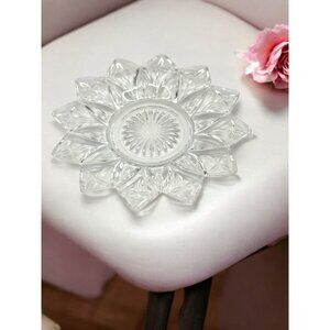Vintage Clear Federal Glass Starburst 12-Point Star Flower Appetizer Bread Plate